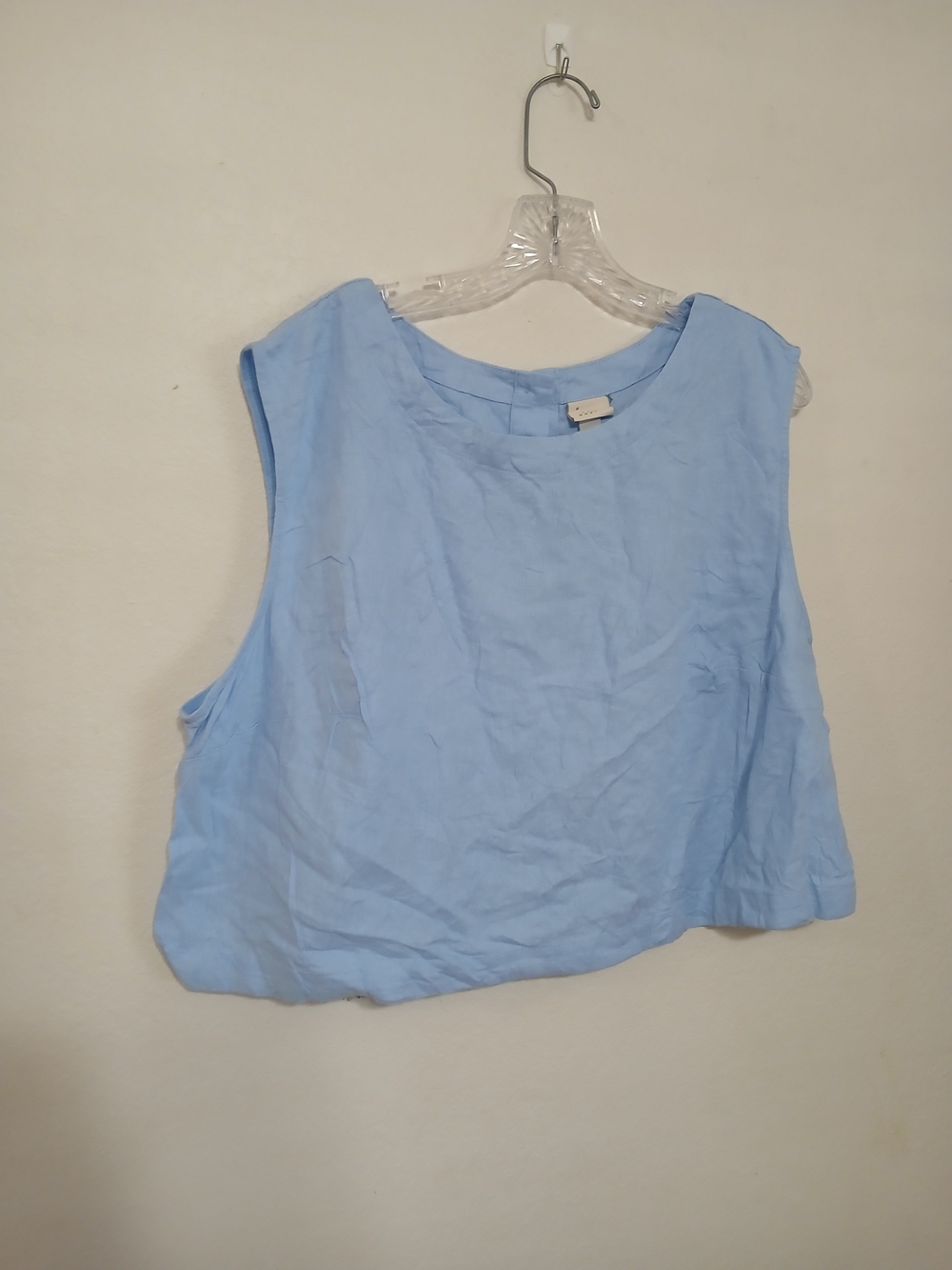 A New Day Women's Linen Boxy Tank Top Button Back XXL Blue